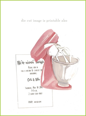 Pink Mixer with antique white ribbon tag invitation by Stevie Streck